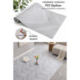 Deconitte Premium Kendinden Yapışkanlı Ahşap Balıksırtı Parke Görünümlü Pvc Zemin Duvar Dolap Kaplama 60X100CM - 60 x 100 cm - Gri