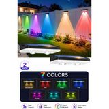 Deconitte Solar 7 Renkli Rgb Çit Apliği 2’li Set, Güneş Enerjili Dış Mekan Duvar Lambası, IP65 Su Geçirmez Bahçe Balkon Teras Aydınlatması - 2'li Set