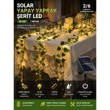 Deconitte Solar Yapay Yaprak Şerit LED 7 Metre 50 Led, Güneş Enerjili Sarmaşık Dekoratif Aydınlatma, Balkon Bahçe Duvar Süs Lambası - Renkli