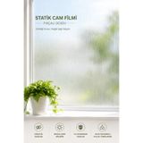 Deconitte Statik Cam Filmi Fırçalı Desen Yapışkansız Buzlu Cam Kaplama UV Koruma Folyosu 60cmX100cm