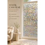 Deconitte Statik Cam Filmi Prizmatik Işık Etkisi 60x100cm Dekoratif Desenli Buzlu Cam Kaplama Pencer