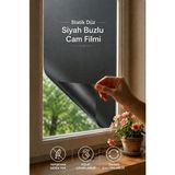 Deconitte Statik Düz Siyah Buzlu Cam Filmi 60X100 cm Yapışkansız Mahremiyet Sağlayan Dekoratif Cam Kaplama, Kumlama - 60cmx100cm - 0 - Siyah - 1 Adet