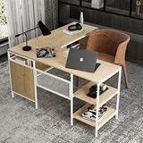 Deconode Deluxe Köşe Çalışma Masası Çam Metal parçalar Beyaz, Ahşap parçalar Çam renktedir