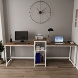 Deconode Duodesk 2 Kişilik Çalışma Masası Beyaz demirlerden ceviz Suntalamdan oluşmaktadır.