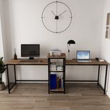 Deconode Duodesk Kahverengi 240 cm 2 Kişilik Çalışma Masası