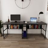 Deconode Fusion Modern Tasarımlı Çift Kişilik Raflı Çalışma Masası Metal Antrasit Renk - 200 X 60