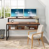 Deconode Trendy 120 cm Kahverengi Monitör Raflı Çalışma Masası