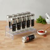 Deconox 12’li Metal Kapaklı Cam Baharatlık Seti, 80ml, 110ml ve 170ml Boyut Seçenekli, Etiket Hediyeli Silindir Baharat Takımı, Modern Mutfak Düzenleyici Kavanoz Seti (170ML- 12 ADET)