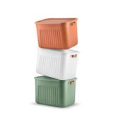 Deconox 1ADET 20 Lt Dev Boy Çok Amaçlı Kapaklı Kutu - Deri Kulp Detaylı Dolap İçi Düzenleyici Organizer (40x30x25 cm) (KREMİT)