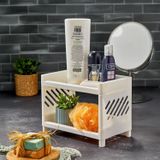 Deconox 2 Katlı Çok Amaçlı Makyaj Organizeri – Şeffaf Akrilik Takı & Kozmetik Düzenleyici | Banyo, Mutfak ve Çalışma Odası İçin Raf | Modern ve Yer Tasarruflu