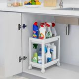Deconox 2 Katlı Tekerlekli Tezgah Altı Düzenleyici, Mutfak, Banyo, Ardiye ve Depo için Yer Tasarruflu Depolama Rafı | Kompakt ve Pratik Tasarım (40x36x23cm) (BEYAZ)
