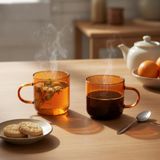 Deconox 2'li Borosilikat Cam Kupa Seti - 380 ml Isıya Dayanıklı Renkli Kahve ve Çay Bardağı - Kurşunsuz Ekolojik (2 Adet) Amber (Bal Rengi) ve Füme Renk Seçenekleri (Amber (Bal Rengi) - 2 ADET)