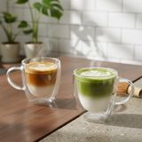 Deconox 2'li Çift Cidarlı Borosilikat Cam Fincan Seti - 100 ml Espresso ve Türk Kahvesi Bardağı - Isıya Dayanıklı El Yakmayan Modern Tasarım (2 Adet)