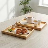 Deconox 2'Li Ekonomik Ahşap Bambu Tepsi Seti - Çay Kahve Sunum Ve Dekoratif Düzenleyici Tepsi (20X30 Cm & 35X25 Cm) - Doğal Ve Kahve Renk Seçenek