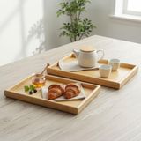 Deconox 2'li Ekonomik Ahşap Bambu Tepsi Seti - Çay Kahve Sunum ve Dekoratif Düzenleyici Tepsi (20x30 cm & 35x25 cm) - Doğal ve Kahve Renk Seçenekli (Doğal Bambu)
