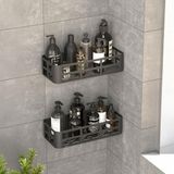 Deconox 2'li Set Siyah Yapışkanlı Banyo Duş Rafı - 27X12 cm Matkapsız Montaj Şampuanlık ve M - Çok Renkli