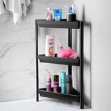 Deconox 3 Katlı Üçgen Köşe Rafı | Banyo, Mutfak ve Kiler İçin Yer Tasarruflu Organizer | Çok Amaçlı Raf Ünitesi | 3 Farklı Renk Seçeneği | (33x71x33cm) (SİYAH)