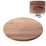 Deconox 34 cm Dönerli Akasya Sunum Tepsisi, 360 Derece Dönen Yuvarlak Ahşap Servis Tabağı, Kahvaltı, Peynir, Meyve, Pasta ve İkram Sunumu İçin Doğal Görünümlü Tepsi