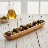 Deconox 35cm Bambu Zeytinlik – Doğal Ahşap Oval Uzun Servis Tabağı | Meze Sunumu, Çerezlik, Atıştırmalık Tabağı | Çevre Dostu Mutfak ve Sofra Aksesuarı
