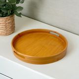 Deconox 35CM Yuvarlak Bambu Servis Tepsisi, Yuvarlak Tepsi, Bambu Tepsi (35CM*35.CM*6CM) - Standart