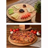 Deconox 36cm Dönerli Bambu Yuvarlak Pizza ve Sunum Tepsisi, 360 Derece Dönebilen Kahvaltı Sunum, Pizza Sunum ve Börek Sunum Tepsisi