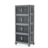 Deconox 4 Kat Portatif Organizer Tekerlekli Çok Amaçlı Katlanabilir Dolap, Kapaklı Düzenleyici Raf Mutfak, Banyo, Genç Odası, Garaj ve Ardiye için Toparlayıcı Ünite, Stop Tekerlekli (ANTRASİT)