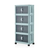 Deconox 4 Kat Portatif Organizer Tekerlekli Çok Amaçlı Katlanabilir Dolap, Kapaklı Düzenleyici Raf Mutfak, Banyo, Genç Odası, Garaj ve Ardiye için Toparlayıcı Ünite, Stop Tekerlekli (SU YEŞİLİ)