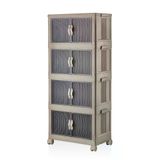 Deconox 4 Kat Portatif Organizer Tekerlekli Çok Amaçlı Katlanabilir Dolap, Kapaklı Düzenleyici Raf Mutfak, Banyo, Genç Odası, Garaj ve Ardiye için Toparlayıcı Ünite, Stop Tekerlekli (TOPRAK)