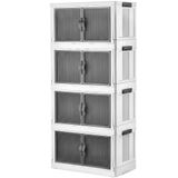 Deconox 4 Katlı Katlanabilir Portatif Dolap, Kapaklı Ayarlanabilir Plastik Çok Amaçlı Saklama Rafı, Banyo Mutfak ve Genç Odası İçin, 48,5 x 29,5 x 107,5 cm, Beyaz-Gri