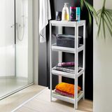 Deconox 4 Katlı Köşe Rafı | Banyo, Mutfak ve Kiler İçin Yer Tasarruflu Organizer | Çok Amaçlı Plastik Raf | 4 Farklı Renk Seçeneği (36x100x23 cm) (GRİ)
