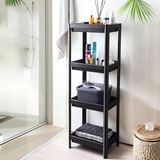 Deconox 4 Katlı Köşe Rafı | Banyo, Mutfak ve Kiler İçin Yer Tasarruflu Organizer | Çok Amaçlı Plastik Raf | 4 Farklı Renk Seçeneği (36x100x23 cm) (SİYAH)
