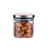 Deconox 450 ml Metal Kapaklı Borosilikat Cam Kavanoz, Silikon Contalı Kuru Gıda Saklama Kabı, Kahve Çay Baharat Kuruyemiş İçin Şeffaf Cam Erzak Kabı, 10 x 10 x 10 cm, 1 Adet
