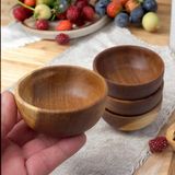 Deconox 4'lü Yuvarlak Akasya Çerezlik, Sunum Kasesi, Zeytinlik, Kahvaltı Sunumluk 8 cm - 4 cm
