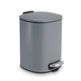 Deconox 5 LT Koyu Gri Paslanmaz Çelik Pedallı Çöp Kovası, Yavaş Kapanan Asansörlü Kapaklı Metal Çöp Kutusu, Banyo WC Ofis İçin Kompakt, 20x20x27 cm