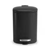Deconox 5 LT Siyah Paslanmaz Çelik Pedallı Çöp Kovası, Yavaş Kapanan Asansörlü Kapaklı Metal Çöp Kutusu, Banyo WC Ofis İçin Kompakt, 20x20x27 cm