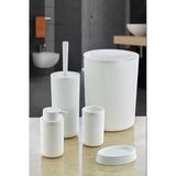 Deconox 5 Parça Lüx Plastik Banyo Seti 7 Litre Dokunmatik Çöp Kovalı, Antibakteriyel Fırça (Siyah-Gri) (BEYAZ)
