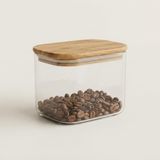 Deconox 650 ml Dikdörtgen Bambu Kapaklı Borosilikat Cam Kavanoz, Silikon Contalı Hava Almaz Vakumlu Erzak Saklama Kabı, Kahve Baharat Kuruyemiş ve Kuru Gıda Kavanozu, 12 x 8 x 10 cm