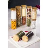 Deconox 6'lı Bambu Kapaklı Cam Baharatlık Seti Vakum Kapak, 6 Adet Bambu Kapaklı Cam Kavanoz & Baharat Takımı & Baharatlık 200ml-250ml-325 Ml (Vakum Kapak) (325ML 6 ADET)