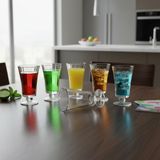 Deconox 6'lı Cam Kahve Yanı Su Bardağı Seti - 125 ml Ayaklı, Şeffaf ve Kristal Kesim Desenli Nostaljik Kadeh Takımı
