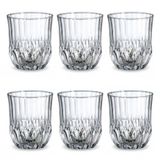 Deconox 6'lı Kesme Kristal Desenli Cam Bardak Seti - Klasik Tasarım Su, Meşrubat ve Viski Bardağı Takımı (315 ml)