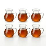 Deconox 6'lı Kulplu Cam Çay Bardağı Seti - Şeffaf ve Modern Tasarımlı Isıya Dayanıklı Çay Takımı 180ML