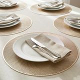 Deconox 6'lı Set Latte Desenli Plastik Amerikan Servisi, 38 cm - Yıkanabilir ve Silinebilir Yuvarlak Supla, Masa Servis Altlığı Takımı