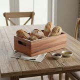 Deconox Akasya Ağacı Ekmeklik & Çok Amaçlı Organizer Kutu – 25x14x8 cm El Yapımı Doğal Ahşap Servis Tepsisi | Mutfak, Banyo, Ofis ve Ev Düzenleyici Kutu | Kulplu Dekoratif Ahşap Kutu