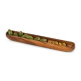 Deconox Akasya Ağacından Ahşap Zeytin Tabağı, Zeytinlik,Ahşap Zeytin Tepsisi El Yapımı Akasya Ahşap Uzun Kano Tekne Tarzı Çanak - Yemek Servis Tabağı Masa Orta Parça (35cm*5cm)
