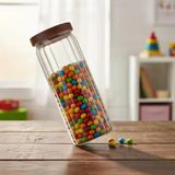 Deconox Akasya Kapaklı Uzun Çizgili Cam Kavanoz (1250 Ml) | Hava Geçirmez, Modern Fitilli Tasarım Gıda Saklama Kabı | Makarna, Bakliyat, Kahve V