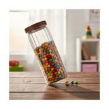 Deconox Akasya Kapaklı Uzun Çizgili Cam Kavanoz (1250 ml) | Hava Geçirmez, Modern Fitilli Tasarım Gıda Saklama Kabı | Makarna, Bakliyat, Kahve ve Çay Kavanozu (9x25 cm)