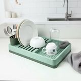 Deconox Aqua Gri Tezgah Üstü Bulaşıklık - 42x26x12 cm Pratik Tabak ve Bardak Kurutma Rafı - Modern Mutfak Organizeri 2 Renk Seçeneği (YEŞİL)
