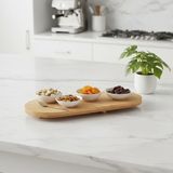 Deconox Ayaklı Bambu Sunum Tabakları, Ayaklı Bambu Sunumluk, Kek, Börek, Çörek Çikolata Sunum Tepsisi Yuvarl - Standart