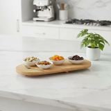 Deconox Ayaklı Bambu Sunum Tabakları, Ayaklı Bambu Sunumluk, Kek, Börek, Çörek Ve Çikolata Sunum Tepsisi Yuvarlak Kenarlı Oval Sunumluk (32Xm*