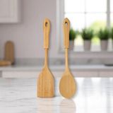 Deconox Bambu 2' Servis Seti, Tavalarınız Kızarmanız İçin Spatula, Servisleriniz İçin Büyük Kaşık | 2 Adet Lüks Bambu Set